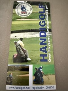 Handigolf leaflet, front: The Handigolf Foundation, Great Britain & N.I. — Over 35 years promoting disabled golf
